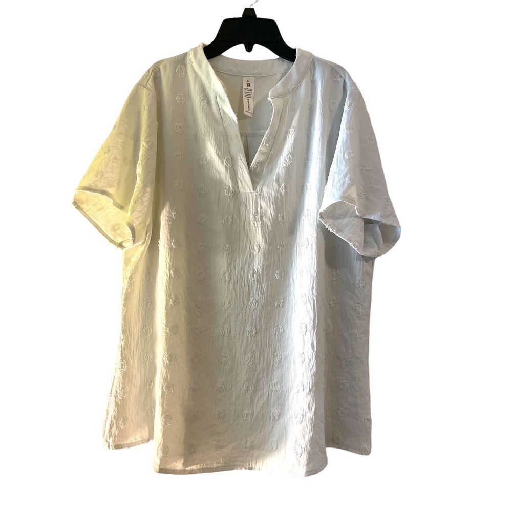 Blooming Jelly White Chiffon Blouses Short Sleeve V Neck Shirts Women's XL